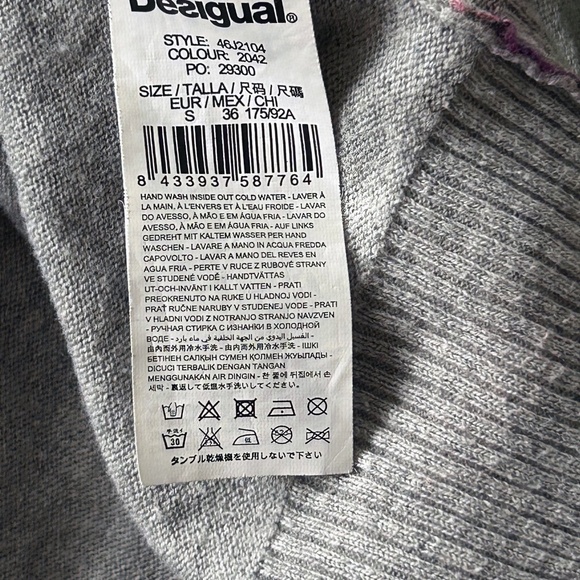 Desigual Cotton blend sweater, Geometric pattern grey, Size S - Picture 13 of 13